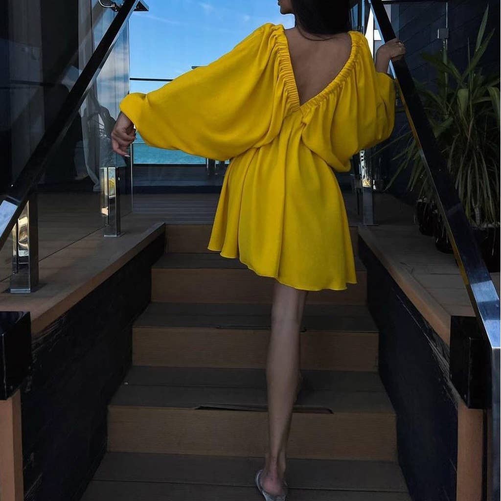 Mapcie - Wholesale Dress - Women's - FRONT AND BACK WIDE V NECK DRESS1