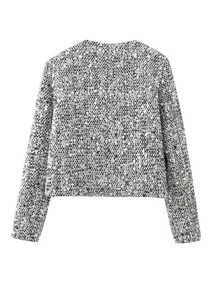 SILVER Sequin Embellished Jacket for wholesale on Faire3