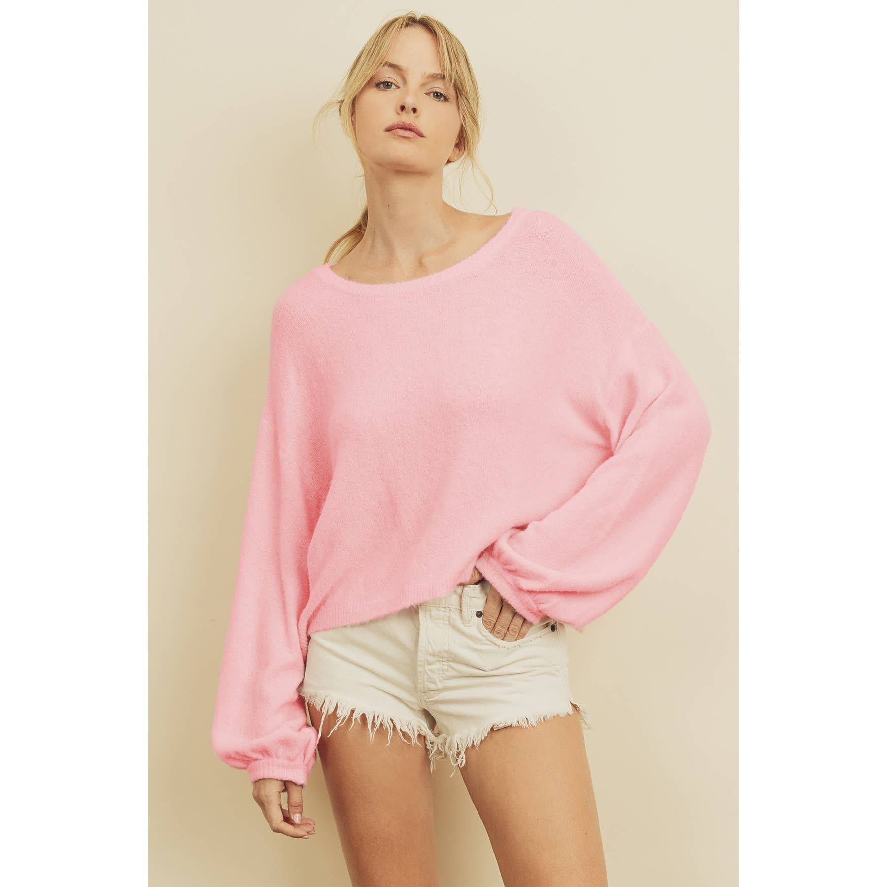 Dress Forum – wholesale Knitted jumper – Women′s – FW2546 Soft Bubble Sleeve Sweater1
