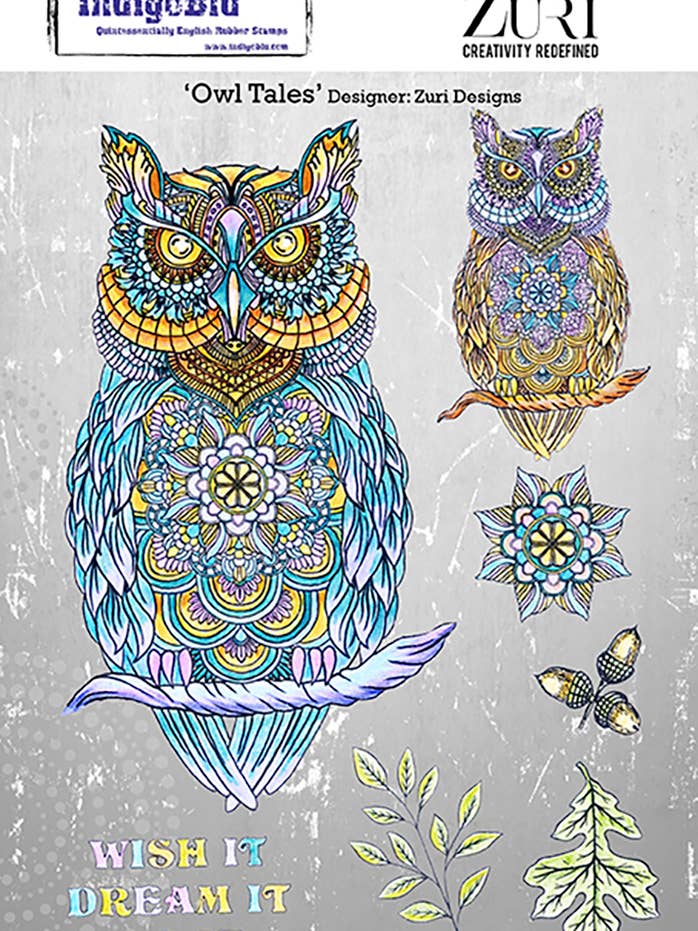 Owl Tales A5 Rød gummistempel af Zuri Designs for engroshandel hos IndigoBlu
