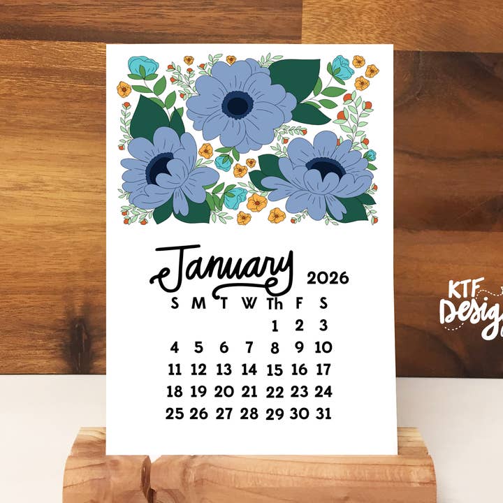 2026 Floral Desk Calendar for wholesale by KTF Design Co.