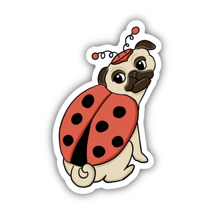 Pug Ladybug Halloween Costume Sticker for wholesale by Big Moods