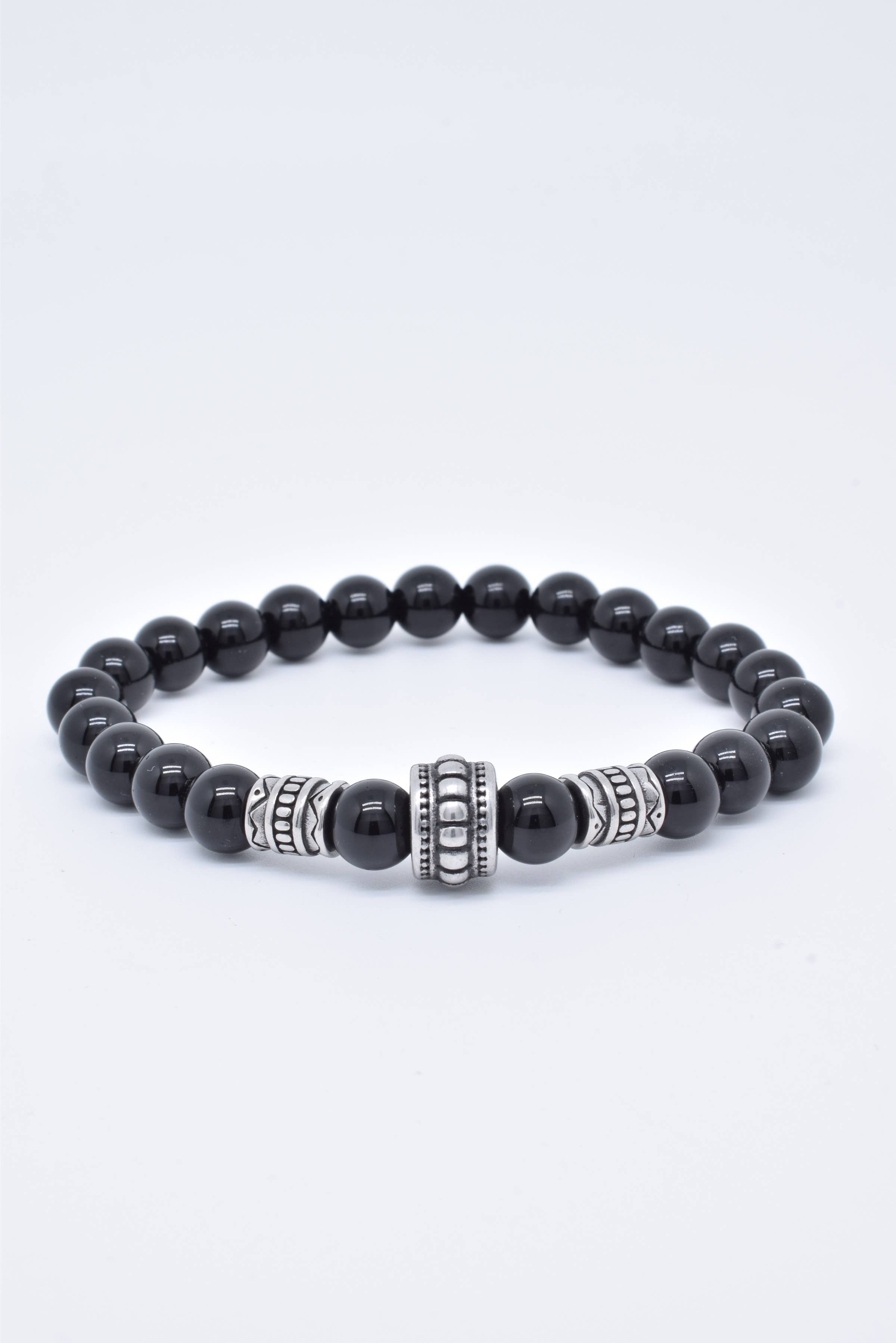 Kapyco - Vendita all'ingrosso Bracciale con perline - Bracciale da uomo elastico in acciaio inox con pietre naturali - BR1102066