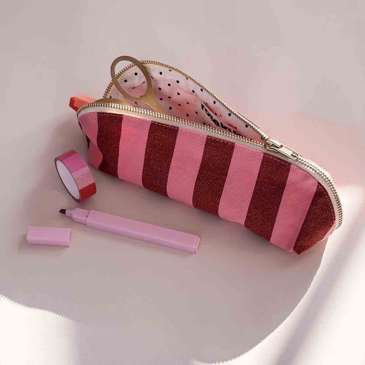 Rose in April - Wholesale Pencil Case/Pouch - PENCIL CASE GASTON STRIPES BRICK / PINK1