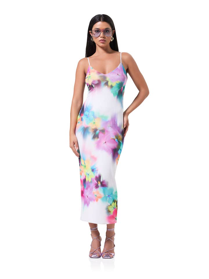 Amina Mesh Dress - Blur Pansy for wholesale on Faire