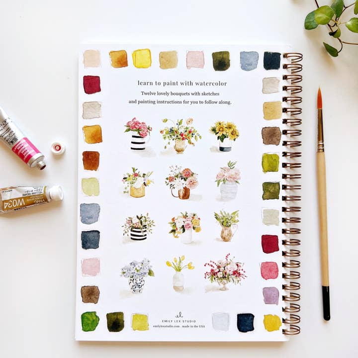 emily lex studio - Wholesale Coloring Book - Adult - bouquets watercolor workbook