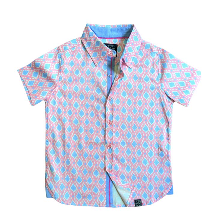 Ikat in Pink Shirt in Short Sleeves for wholesale by TukTuk Designs