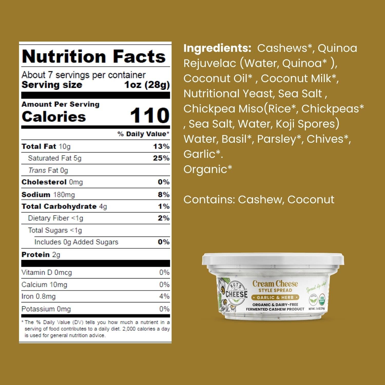 Nuts For Cheese - Wholesale Cheese - Garlic & Herb Cream Cheese Style Spread | Dairy-Free4