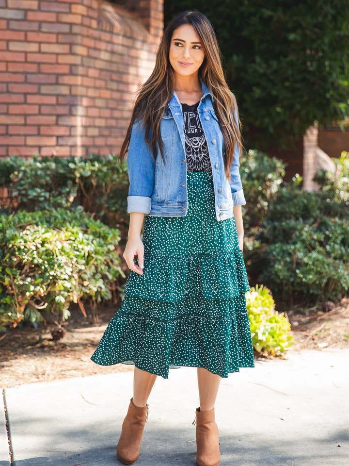 Tickled Teal - Wholesale Skirt - Women's - Ruffle Tiered Midi Raven Skirt5