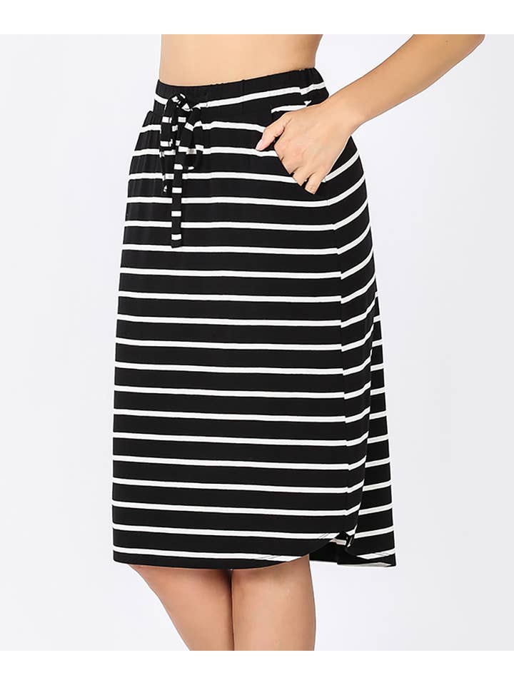 42POPS - Wholesale Skirt - Women's - ",,...Stripe Self Tie Tulip Hem Skirt