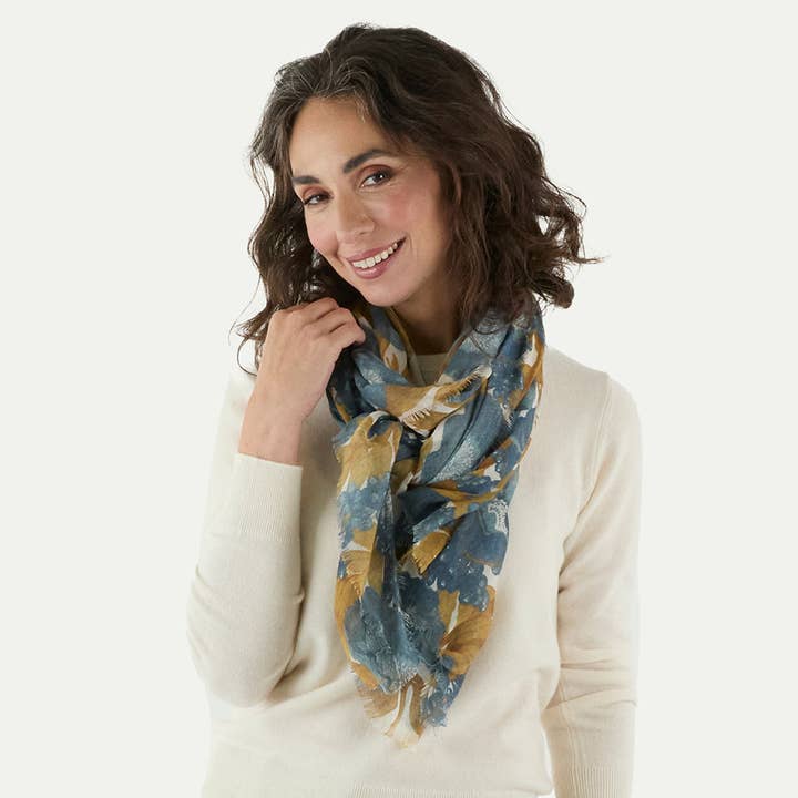 rockflowerpaper - Wholesale Scarf - Women's - ICELANDIC POPPIES BLUE Featherweight Scarf