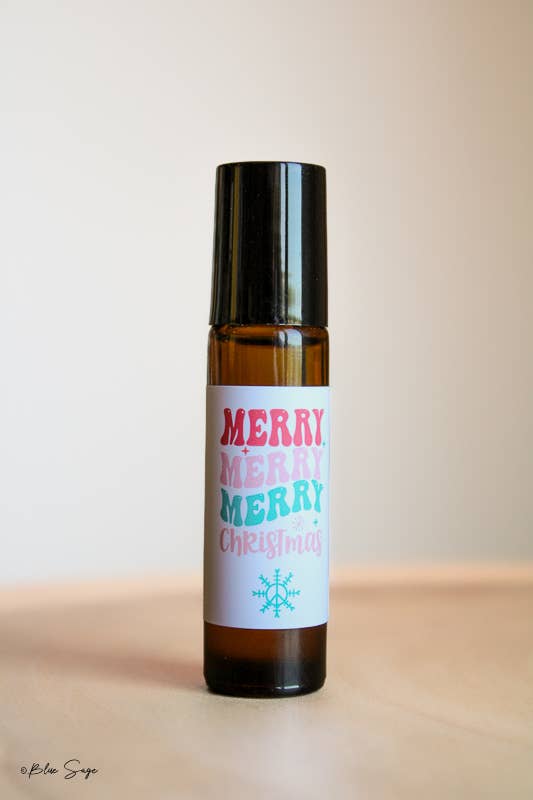 Blue Sage - Wholesale Essential oil roll-on - 'Merry Christmas' Retro Boho Style Essential Oil Roller8