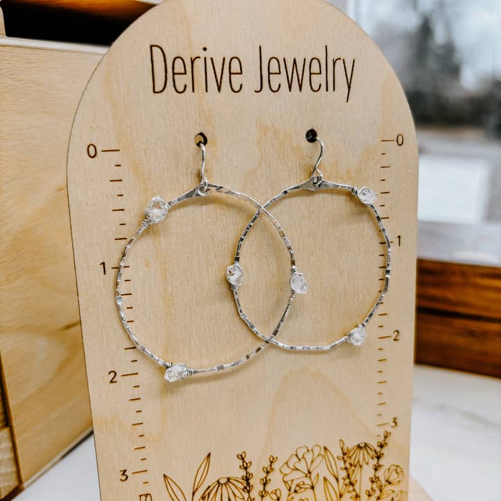 Derive Jewelry - Vendita all'ingrosso Orecchini a cerchio - Orecchini a cerchio con diamante Herkimer Stargazer7