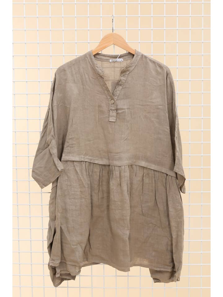 la maison des fibres naturelles - Wholesale Tunic - Women's - Oversized linen tunic 68369 flora 100% LINEN TUNIC