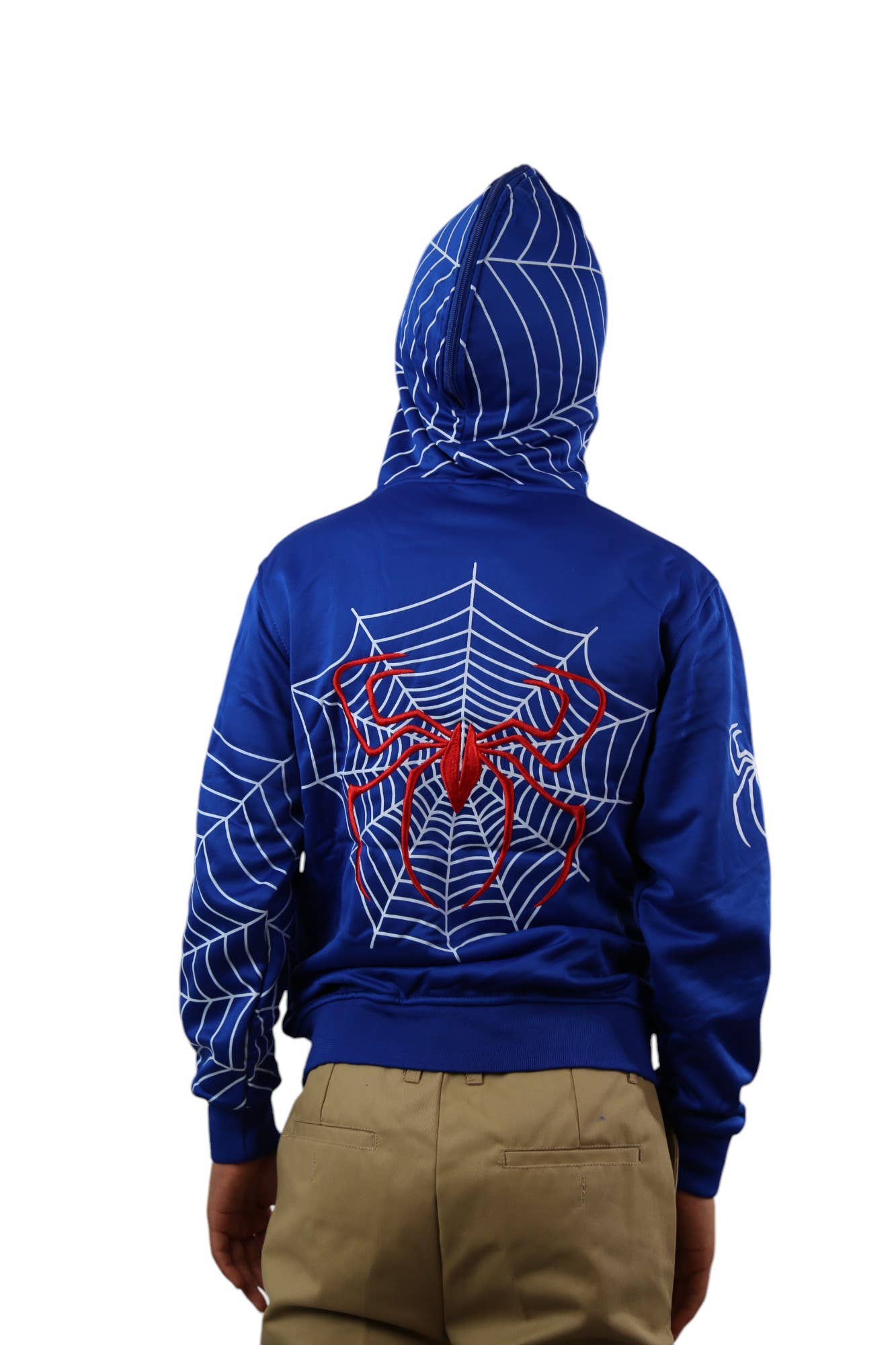 Lime Tree Clothing Inc. – Großhandel Hoodie – Kinder – Spider Hero Hoodie mit Reißverschluss für Kinder — lustiges Design mit Maskenkapuze10