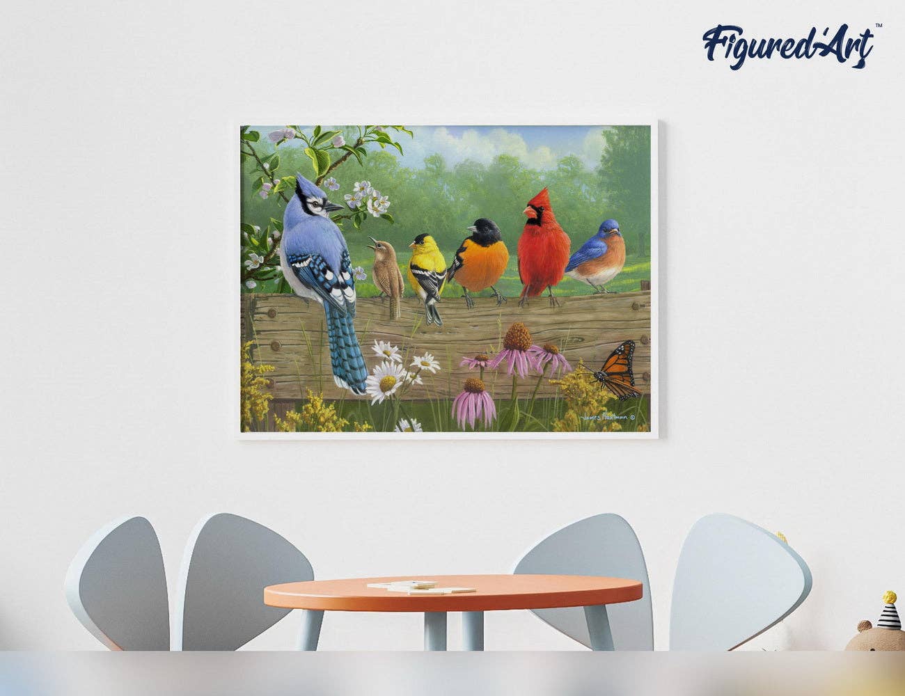 Figured'Art - Wholesale DIY Craft Kit - Paint by numbers Birds On A Fence3