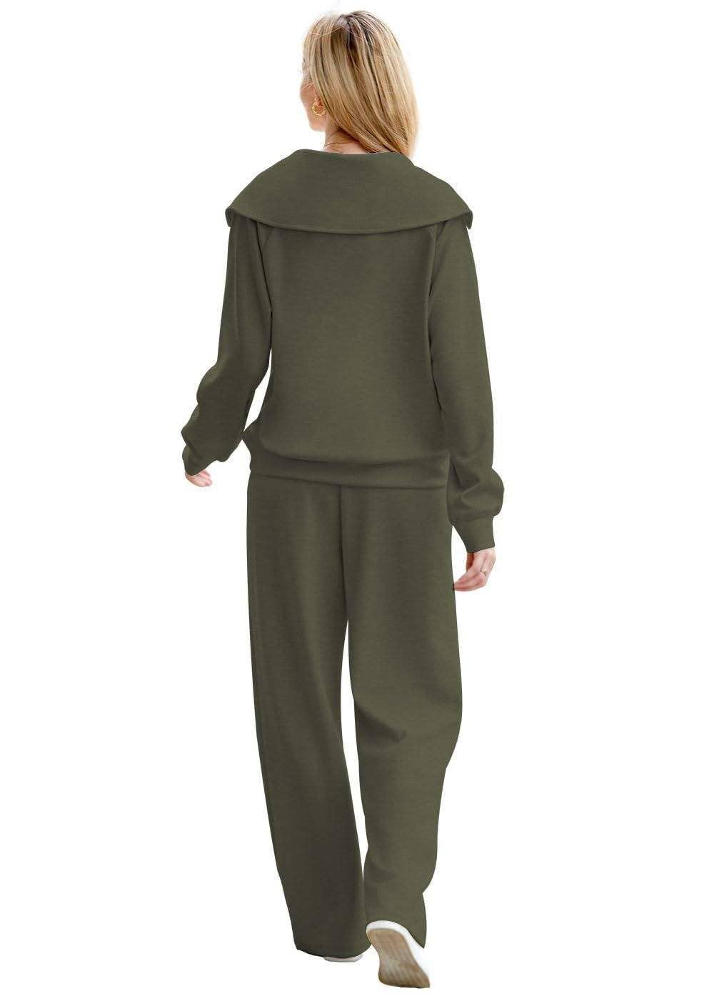 Queen Fashion - Wholesale Top & Skirt Set - Women's - long sleeved sweater wide leg pants two piece set97