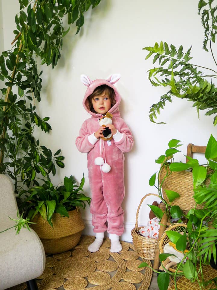Pink Fox Pom Pom Super Soft Onesie for wholesale by Fox In A Box