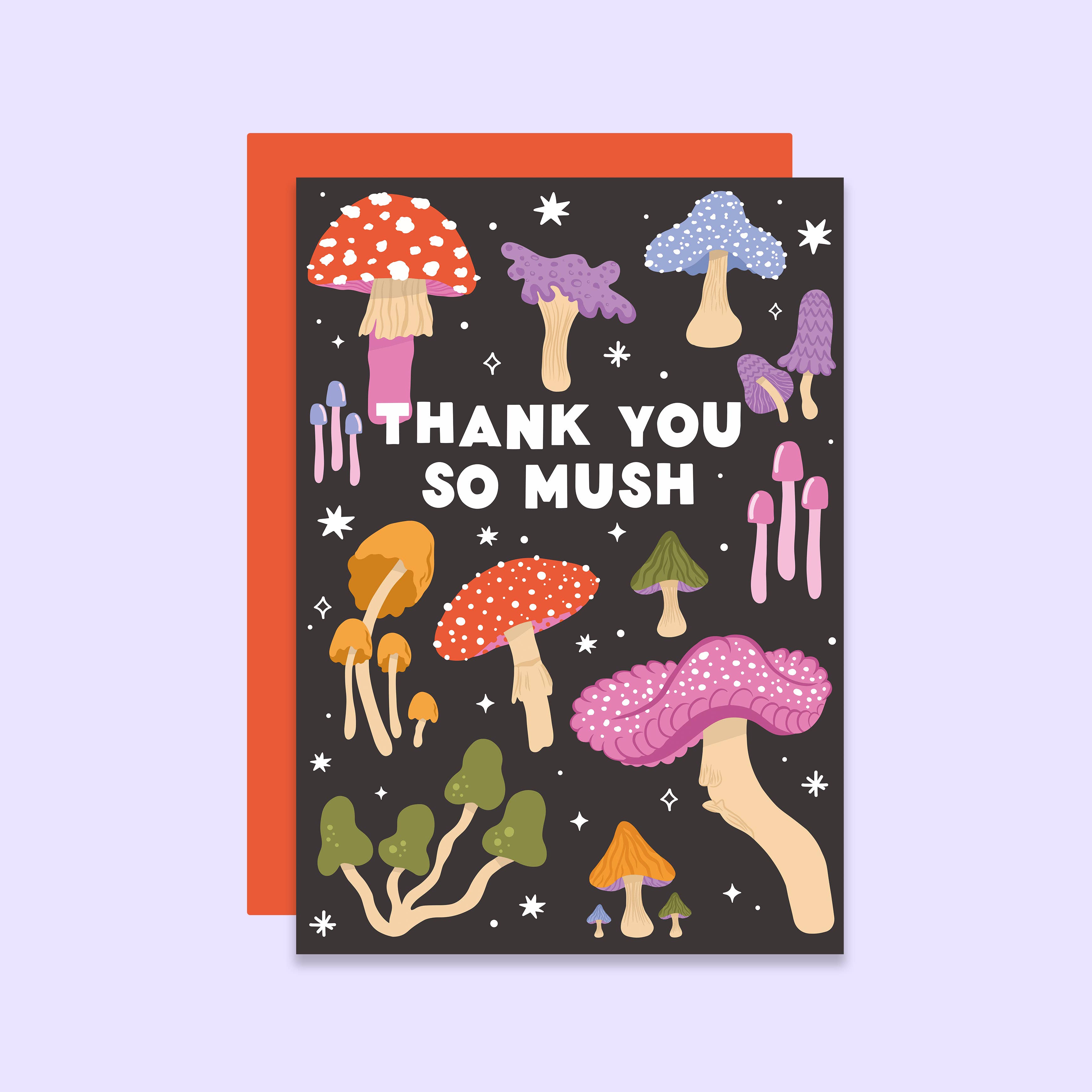 Tikkled Pink – wholesale Thank you card – Thank You So Mush Card | Mushrooms Thank You Card