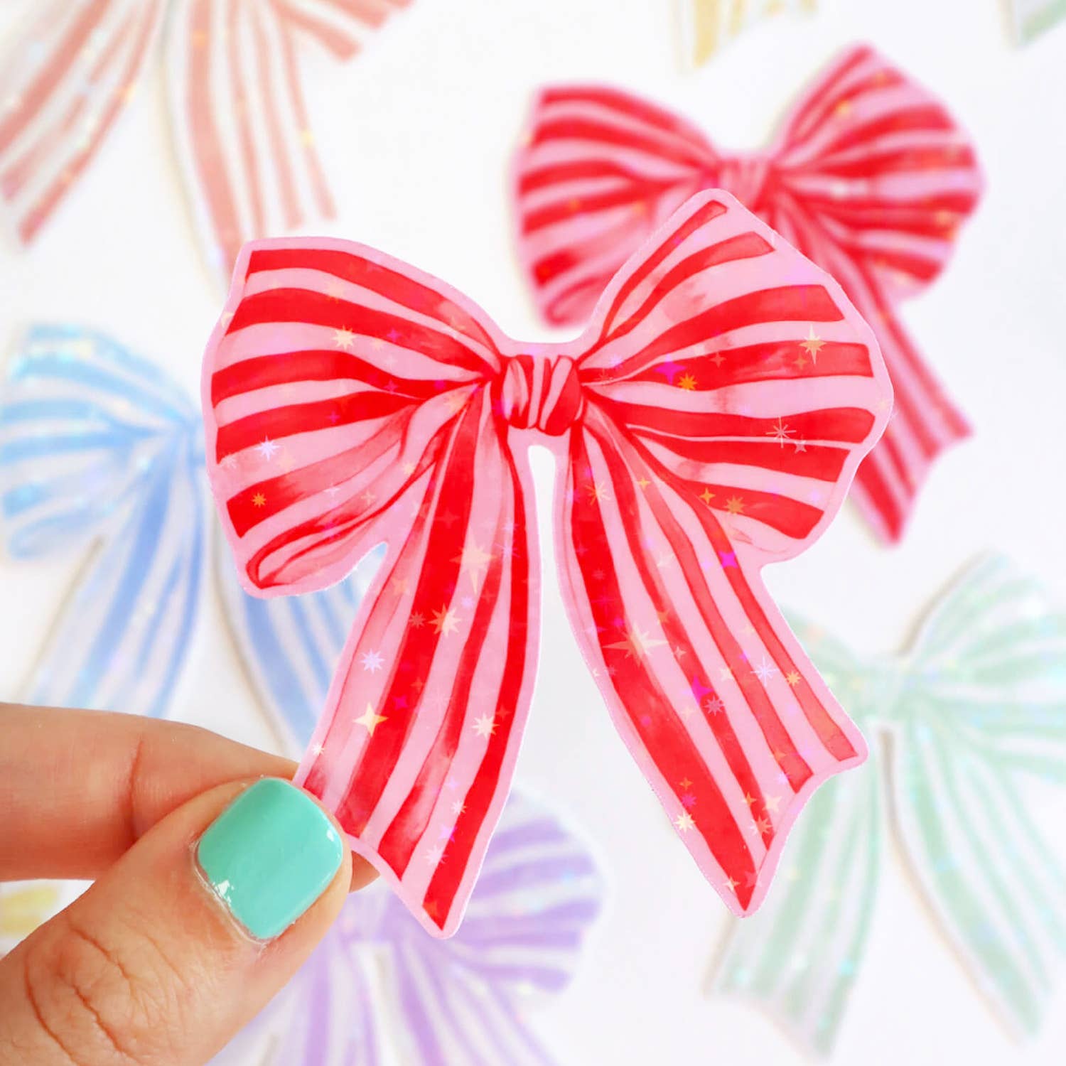 Julia Ockert - Wholesale Sticker - Trendy Watercolour Ribbon / Bow Glitter Sticker (6 Colours) 7