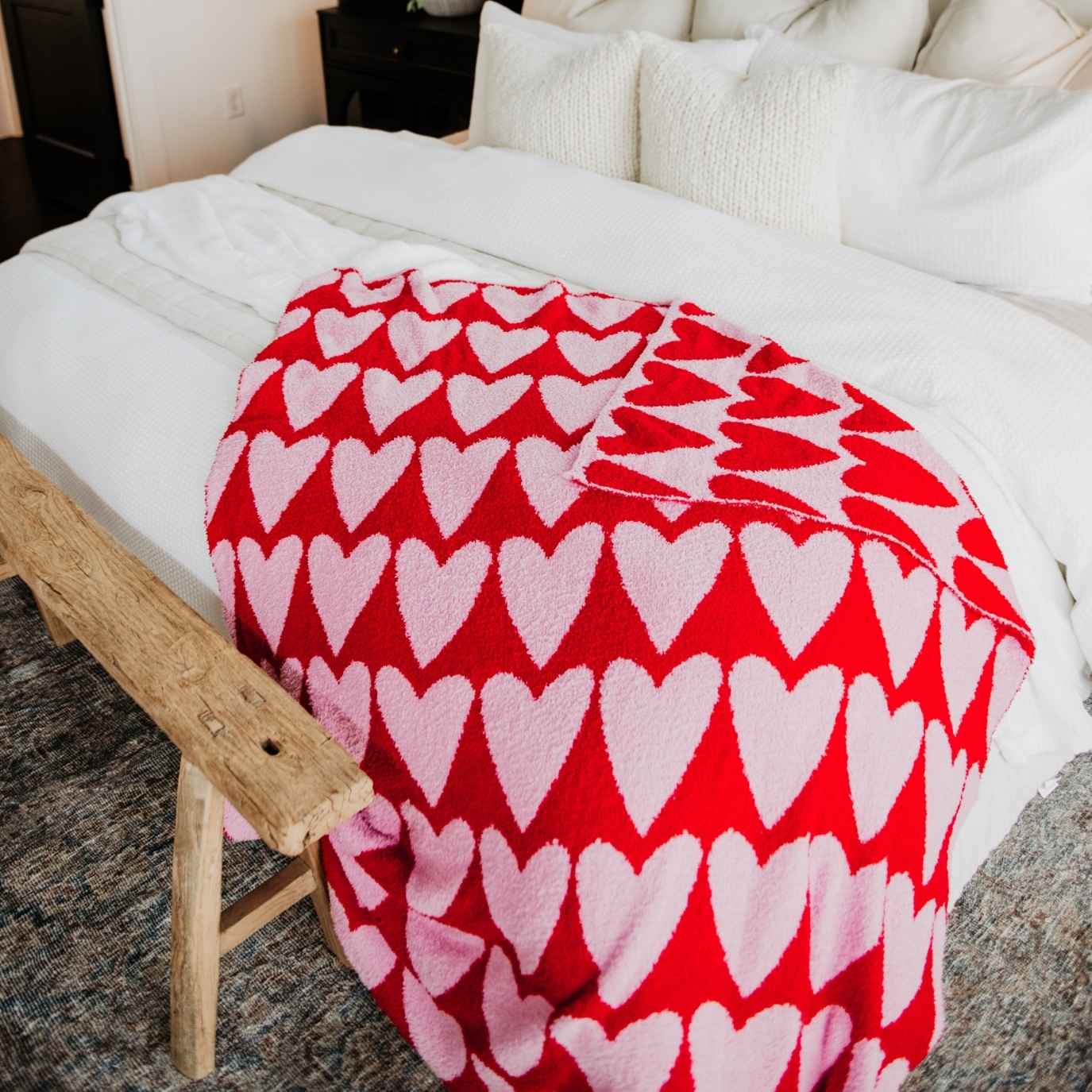 Hot Pink Girly Red Hearts Valentine's Oversized Throw Blanket for wholesale on Faire1