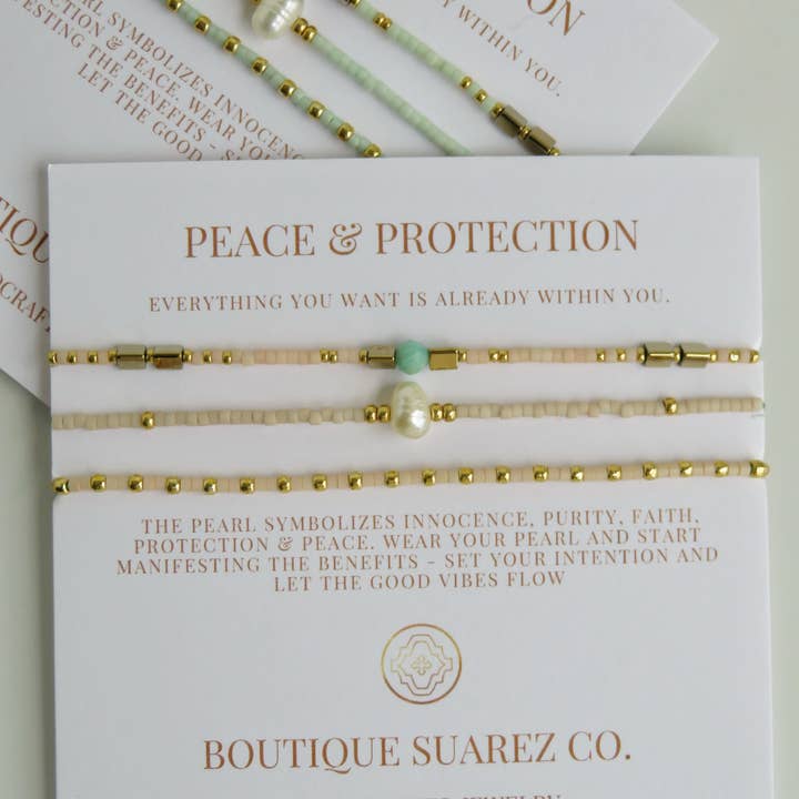 Boutique Suarez Co. - Wholesale Jewelry Set - Peace & Protection - Pearl Bracelet Stacks19
