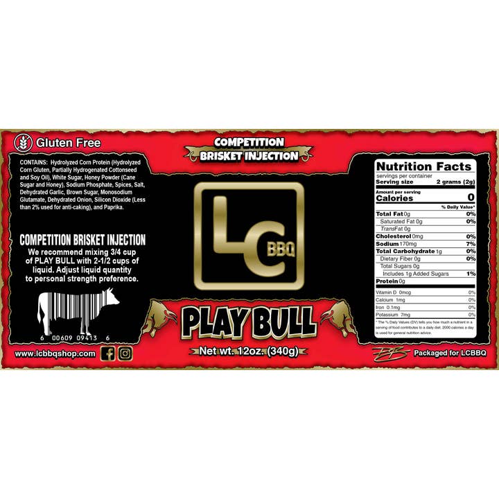 LC BBQ - Wholesale Rub - PlayBull - Competition Brisket Injection - 12oz shaker