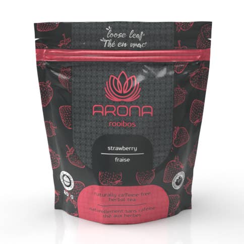 Infusion de fraises Arona Rooibos (feuilles en vrac) 80g pour la vente par Arona Inc