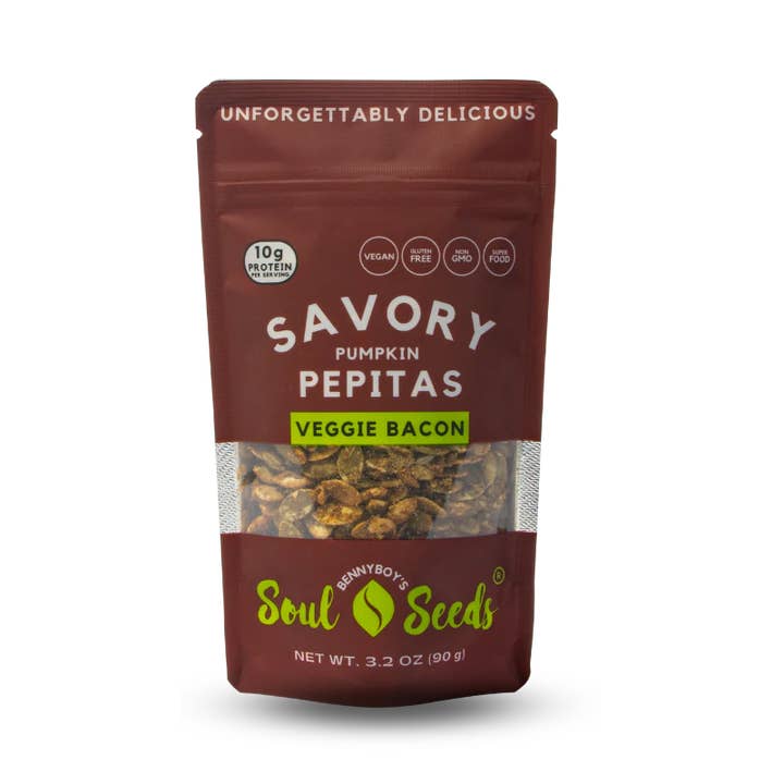 Soul Seeds - Savory Pepitas - Veggie Bacon 3.2oz for wholesale by BennyBoy's Soul Seeds