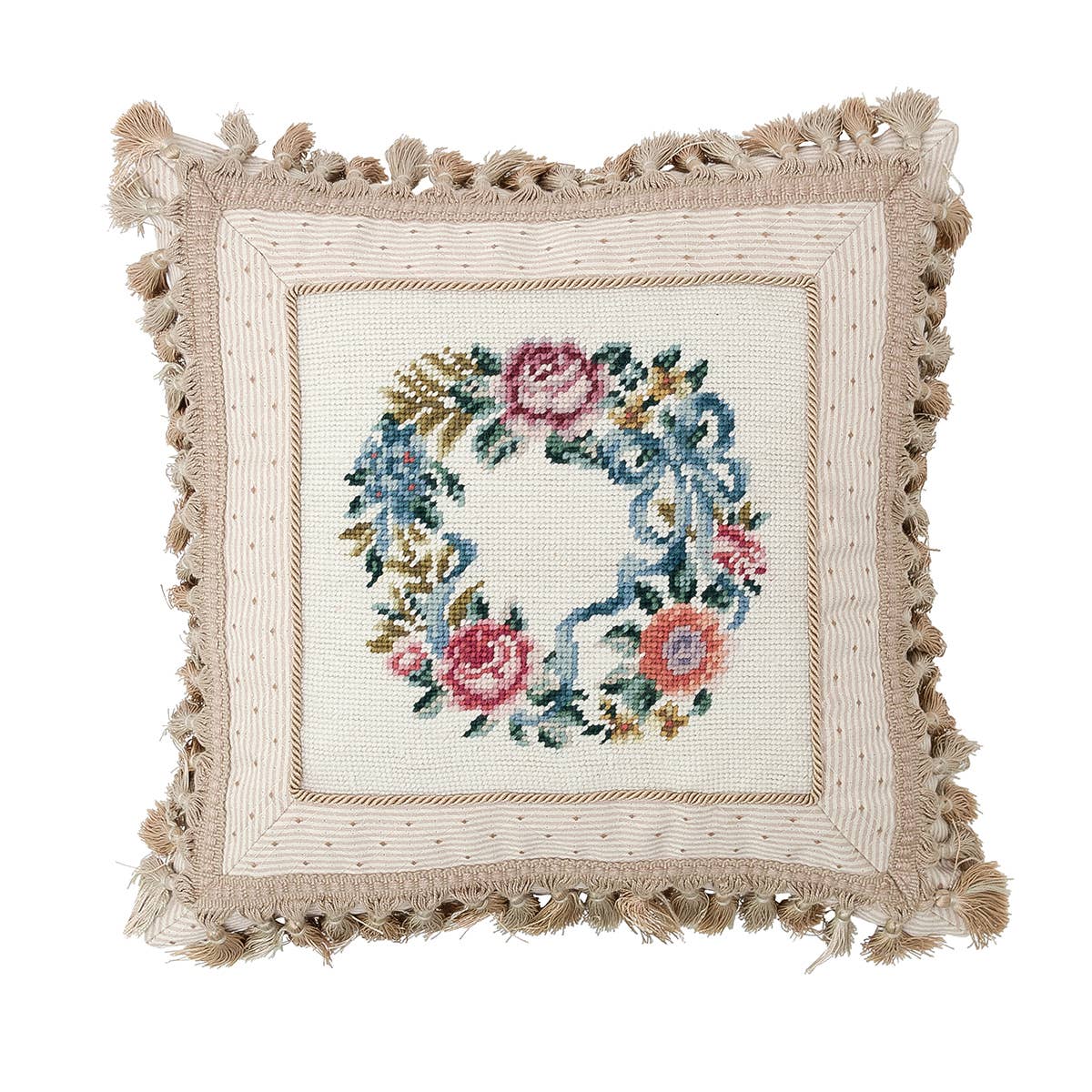 C&F Home - Wholesale Throw/Decorative Pillow - SALE 16" x 16" Floral Wreath Needlepoint Pillow0