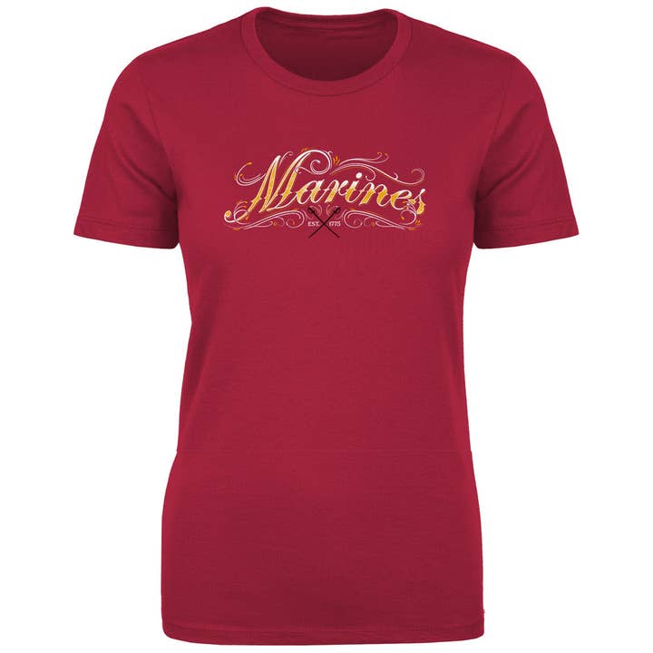 Red 7.62 Design USMC 'Ornate' Women's Tee for wholesale on Faire