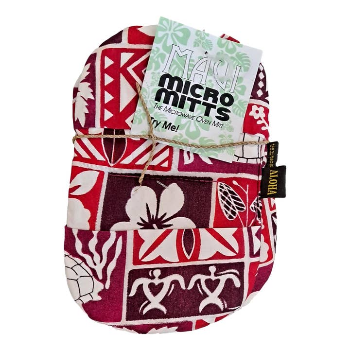 Maui Micro Mitts – Red Tropical Print | Handmade Rayon Mini for wholesale by Island Style Clothing Co by Akamai Distribution Ltd