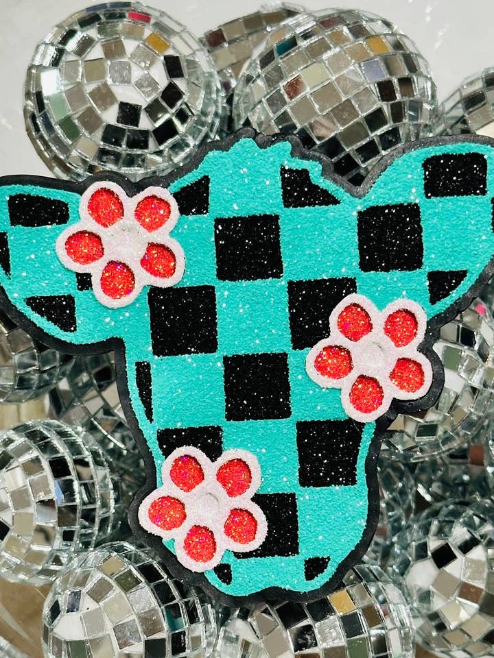 Floral Checkered Cow Car Freshie for wholesale by Sassy Fras Couture