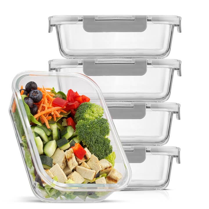 JoyJolt - Wholesale Food Storage Container - Glass Food Storage Containers with Airtight Lids - Set of 5