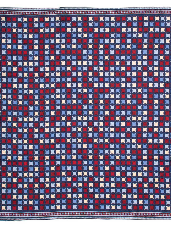 Lenço de Bolso Vintage de Seda Vermelho Estampado Multicolorido POCV615 por atacado de Graffeo Cravatte