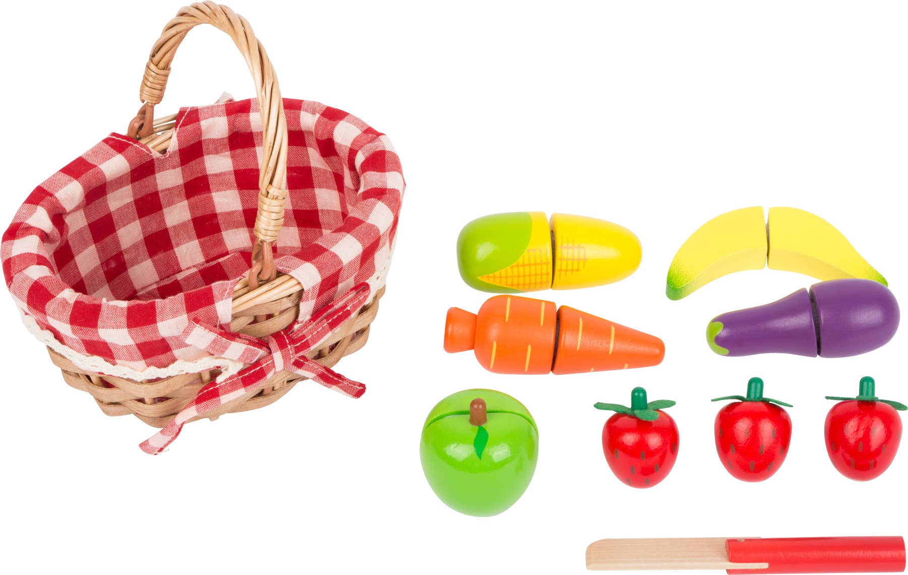 small foot - Wholesale Wood Toy - Kids - Shopping Basket with Cuttable Fruits3