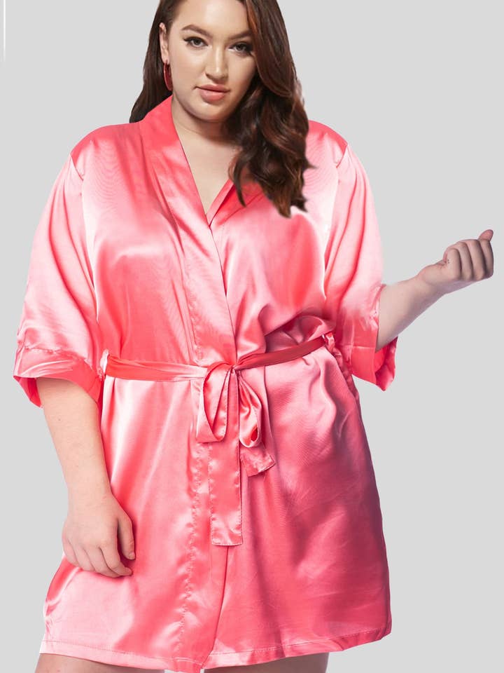 GiftsbyPR – Großhandel Bademantel – Damen – Korallenfarbener Satin-Bademantel für Brautjungfern, personalisierbare Satin-Bademäntel13