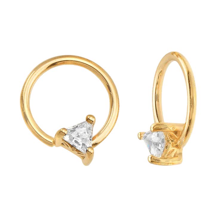 Seamless Ring With Fixed Ornament Triangle Prong – 14K Gold Decorative Gem Accent for wholesale by Piercing-zone