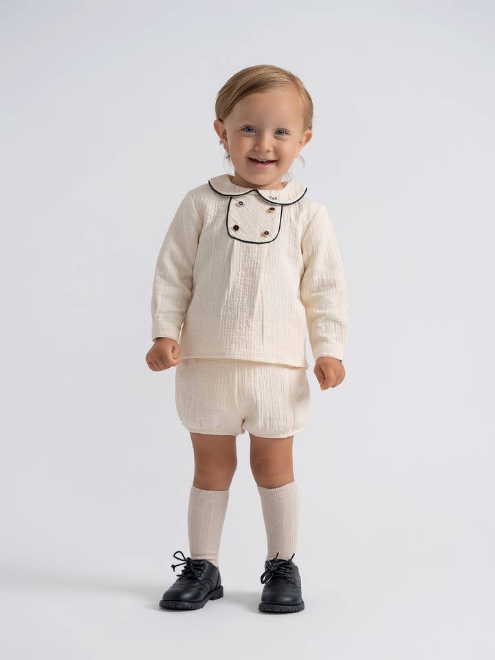 Hush.Shop - Wholesale Top & Short Set - Baby - Crest Embroidered Set1