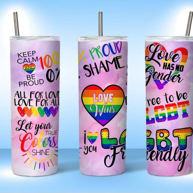 Knotted Gypsy Designs - Wholesale Insulated Mug/Tumbler - LGBT/Pride Love Wins Collage 20oz Stainless Steel Tumbler