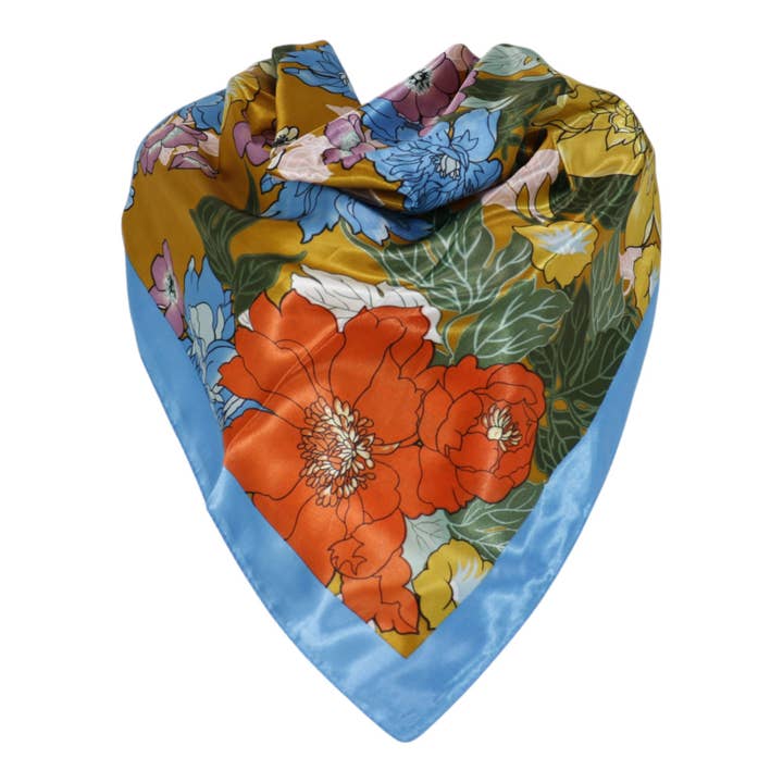 Satin Scarf Floral Pattern ST4825-7. (12PC) for wholesale by TAPA fashion