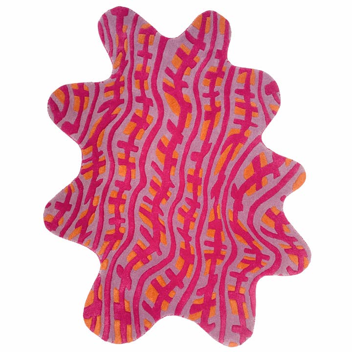 THE WAVEY TÆPPE - LILLA, LYSERØD & ORANGE for engroshandel hos WAVEY CASA