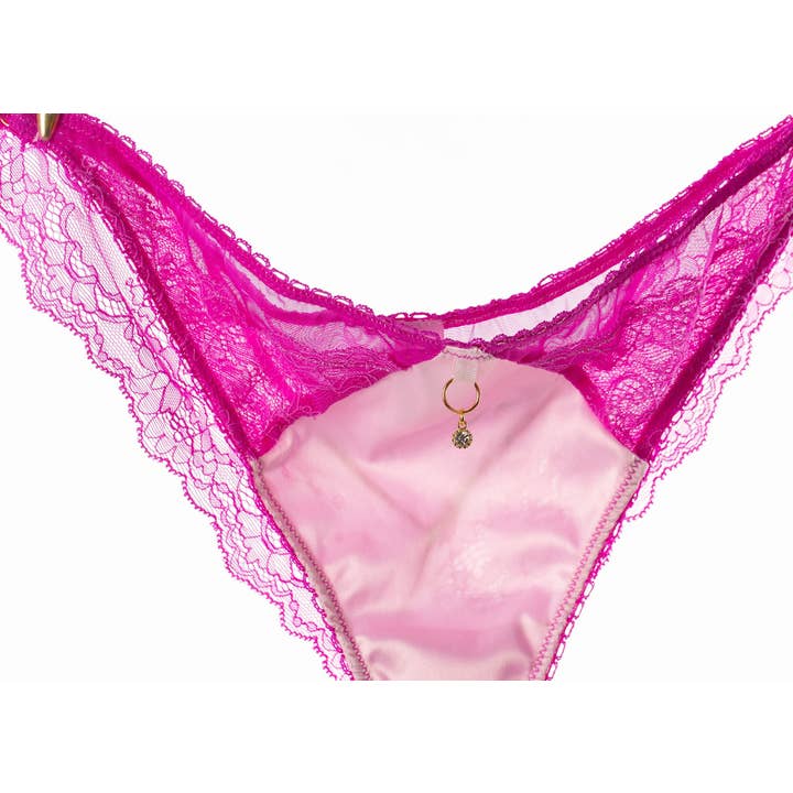 Pink Satin and Lace Knicker Pink Satin Brazilian Knicker for wholesale by Roshni Desai Designs