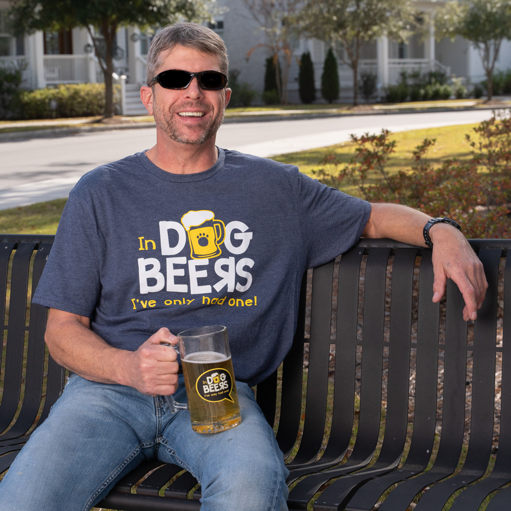 Dog Speak - Vente T-shirt sérigraphié – unisexe - In Dog Bières - Tshirt bleu marine chiné1