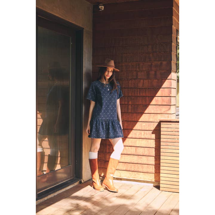 MINIVESTIDO VAQUERO BABYDOLL LAVADO A LA PIEDRA CON TEXTURA DE LAZO para venta al por mayor de idem ditto