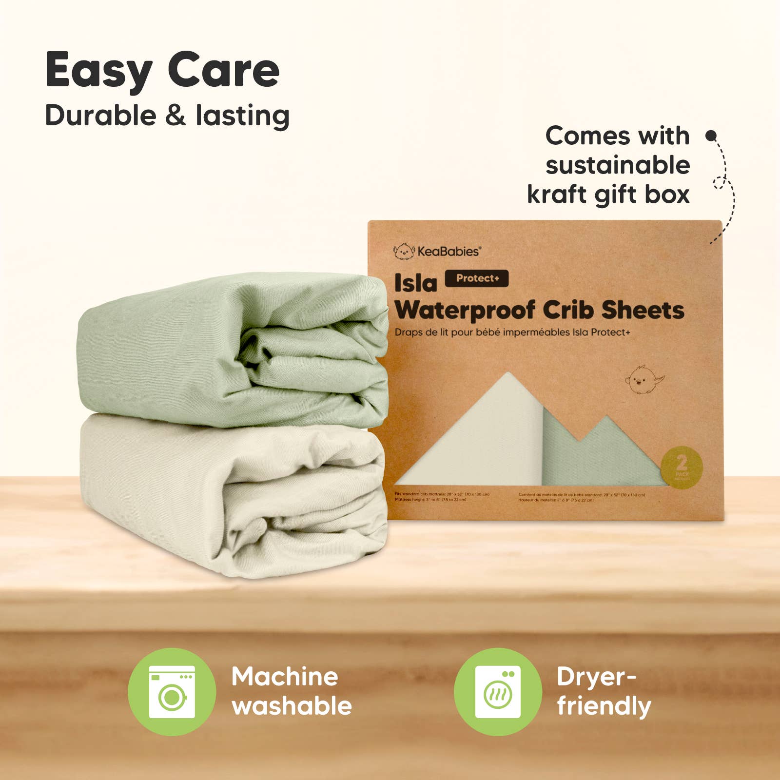 Avocado 2pk Waterproof Crib Sheets, Baby Mattress Protector for wholesale on Faire7