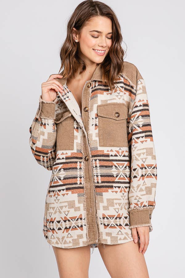 ELLEBORN – Engroshandel Skjortejakke/shacket – til kvinder – Eksklusiv Aztec Contrast Jacket 3466T10