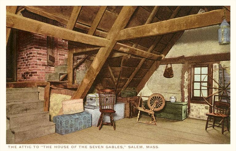 Found Image Press - Vente Assortiments de papeterie/cartes - Carte de vœux MA-346 Grenier, Maison aux sept pignons, Salem0