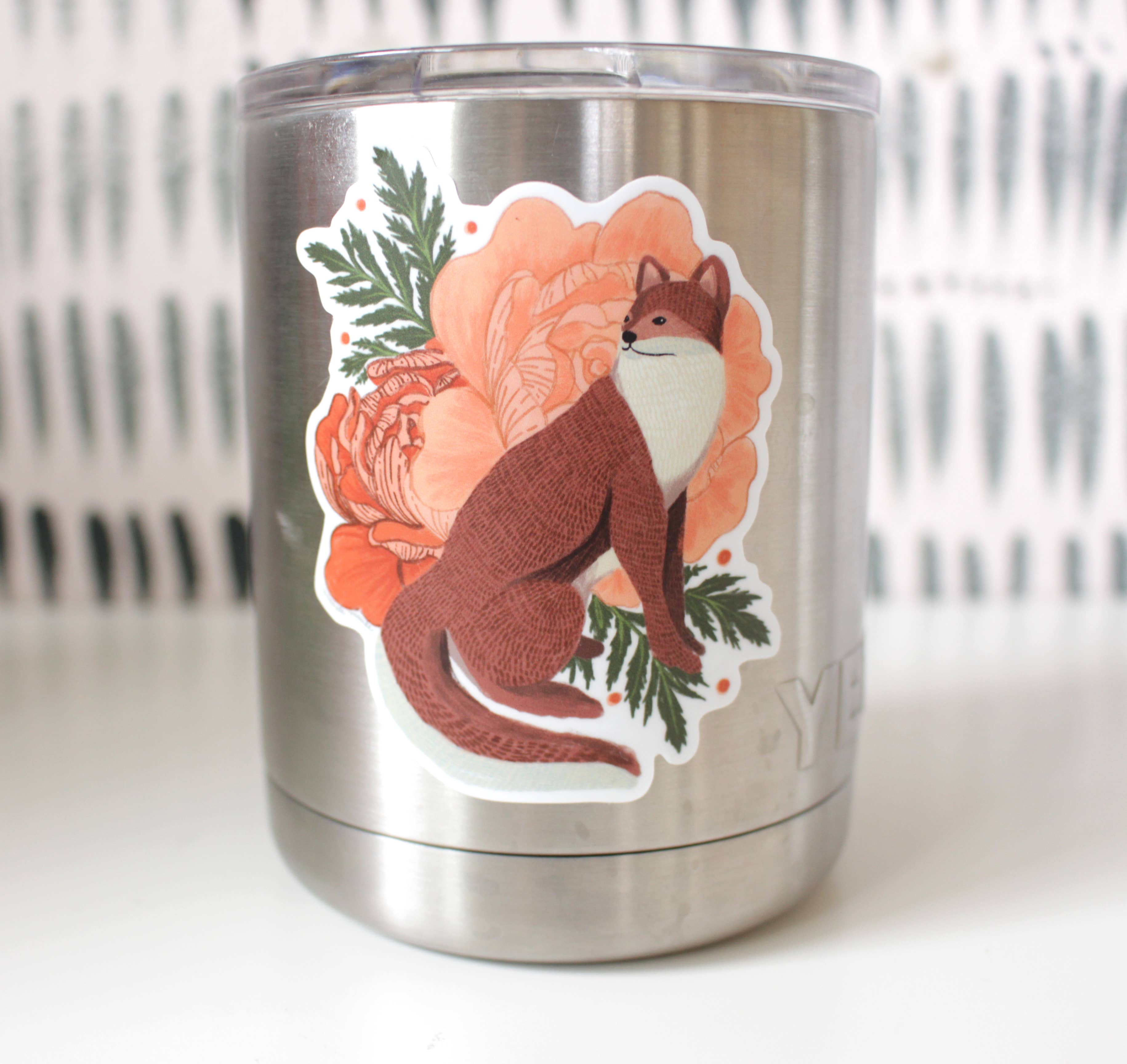 michele maule – Großhandel Aufkleber – Vinylaufkleber Rotfuchs mit Pfingstrosen2