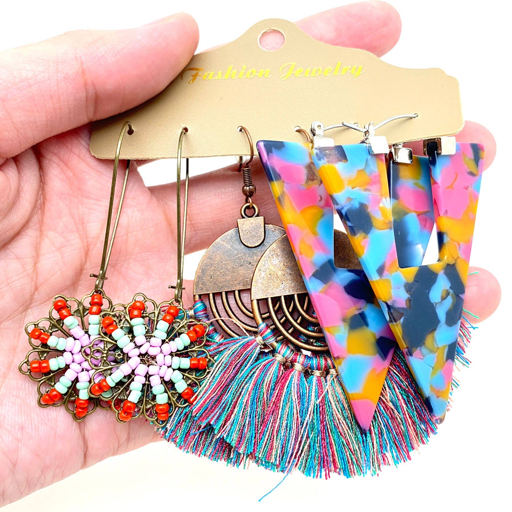 Mio Queena – wholesale Jewellery set – 3Pairs/set Boho Earrings in Different Styles - BJ48